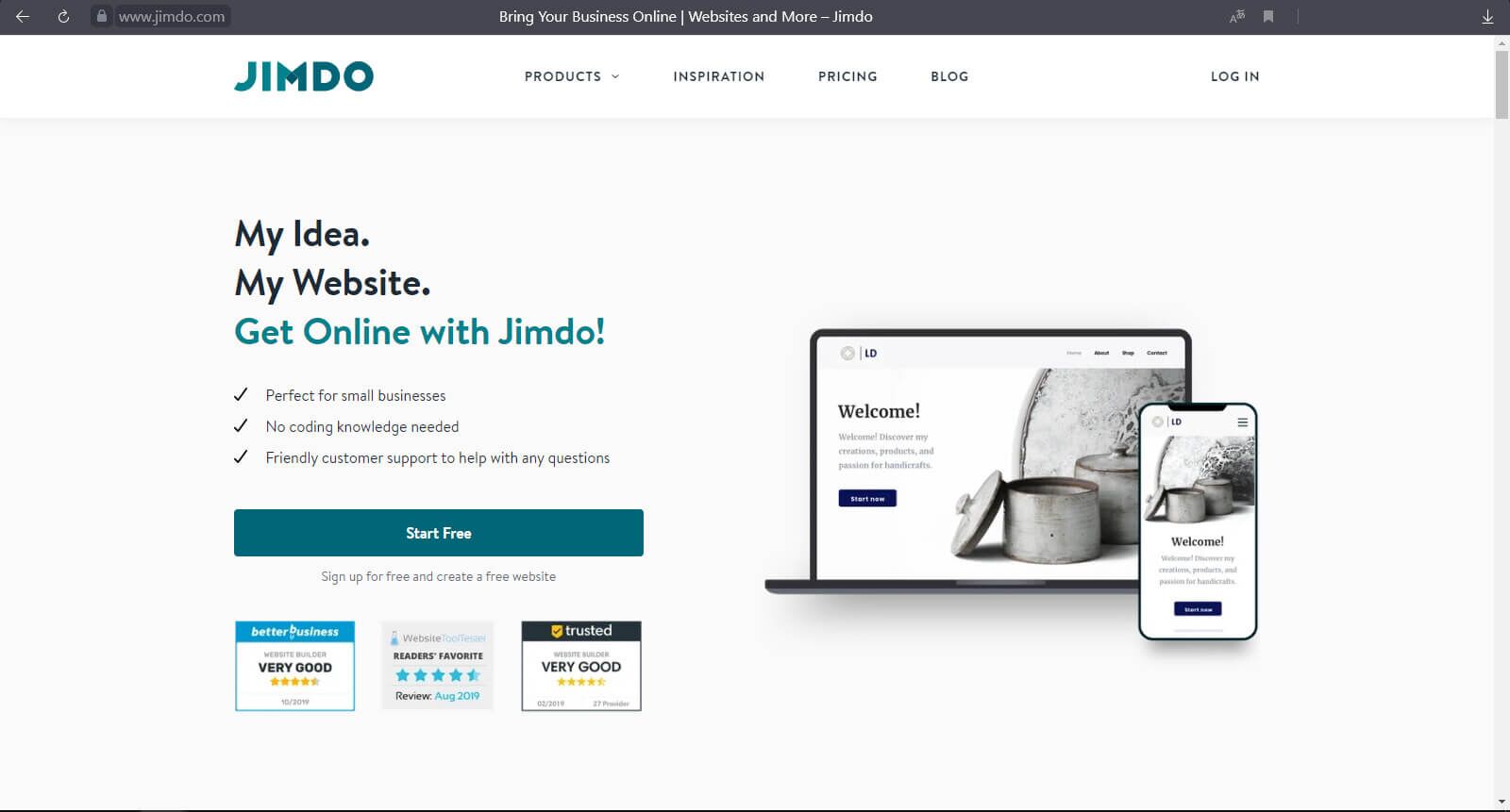 Конструктор сайтов jimdo